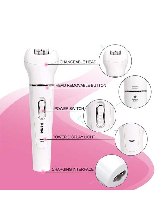 Electric Epilator And Heads Kit White/Silver