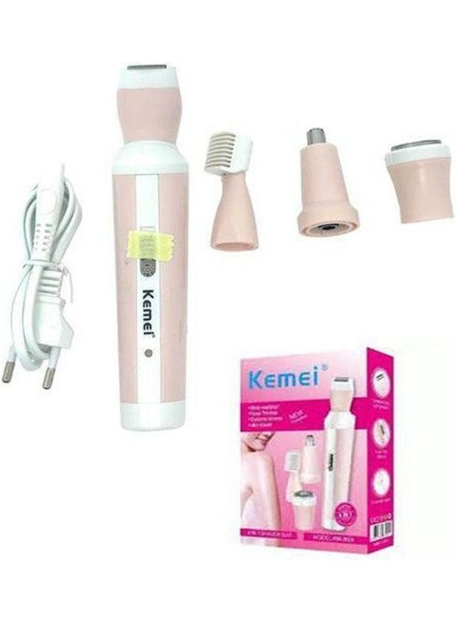KM-3024 4 In 1 Shaver Suit Rechargeable Hair Removal Epilator Pink/White