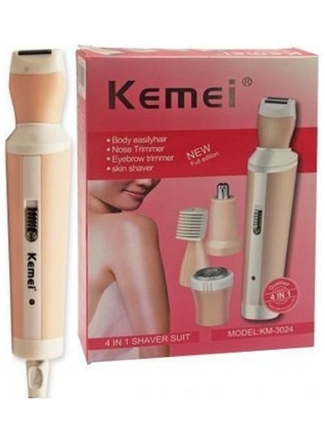 KM-3024 4 In 1 Shaver Suit Rechargeable Hair Removal Epilator Pink/White