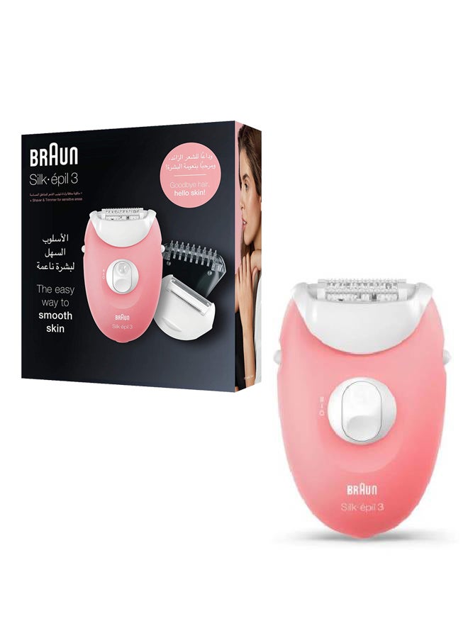 Silk-épil 3 SE 3440 Epilator Light Pink/White