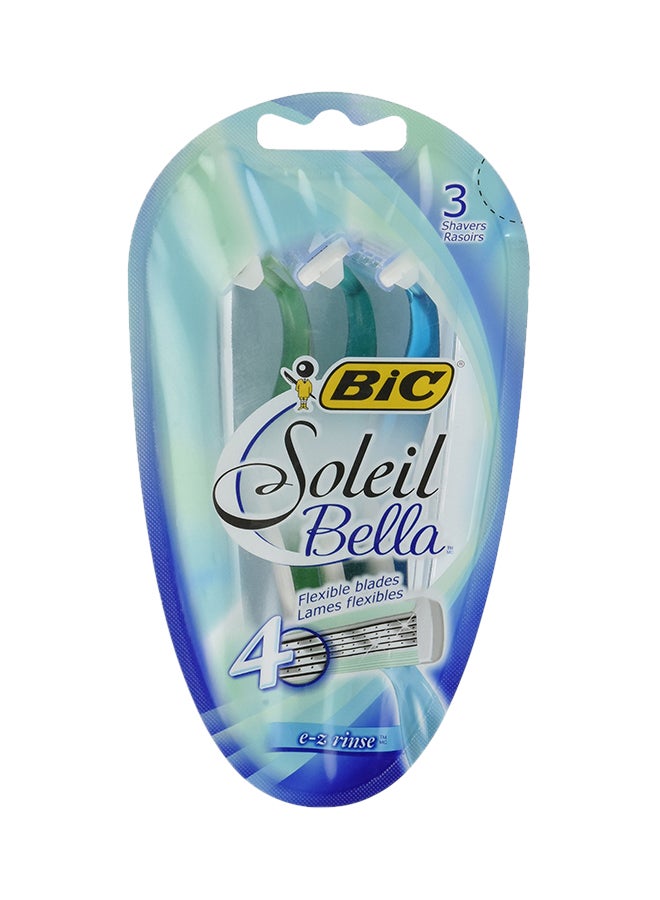 Pack Of 2 Soleil Bella Disposable Razor Blue/White 7.4X1.9X3.9inch