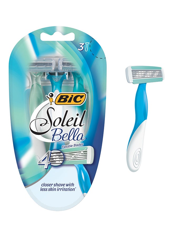 Pack Of 2 Soleil Bella Disposable Razor Blue/White 7.4X1.9X3.9inch