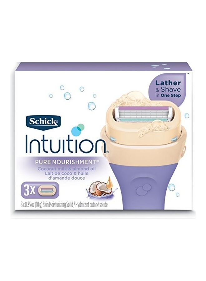Intuition Pure Nourishment Womens Razor Refills with Coconut Milk and Almond Oil, Pack of 3 Purple/Beige