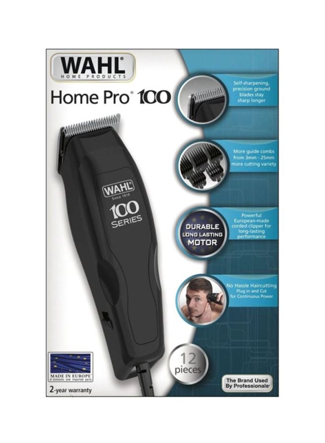 12 Piece Home Pro 100 Series Hair Clipper Black