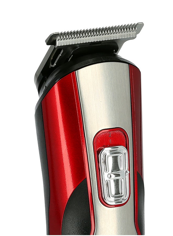 11-IN-1 Rechargeable Grooming Kit- GTR8724, Includes Hair Clipper Head And Beard Trimmer Head Black/Red 6x23.6x16.2cm