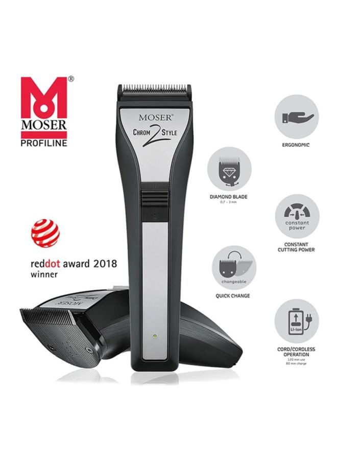 Chrom2 Style Professional Cord Cordless Hair Clipper Black 270grams