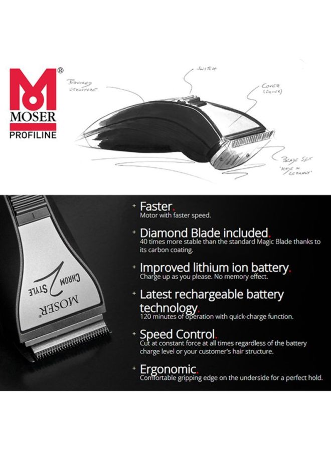 Chrom2 Style Professional Cord Cordless Hair Clipper Black 270grams