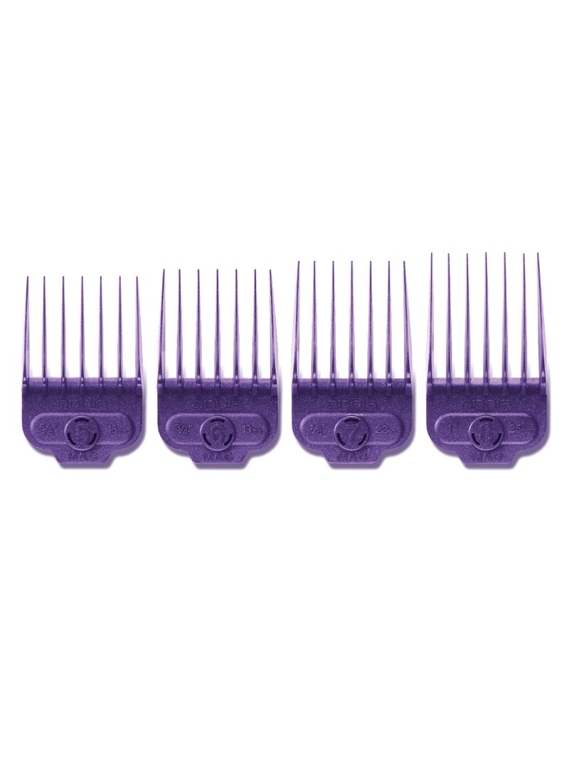 4-Piece Magnetic Trimmer Comb Set Purple