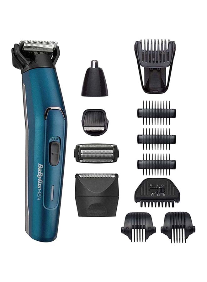 Men Japanese Steel 12-In-1 Multi Trimmer, 100% Waterproof And Fast Charge Grooming Kit, All-In-One Effortless Hair Trimmer For Nose/Ear/Body, Heavy Duty 120 Mins Runtime - MT890SDE, Blue Blue/Black