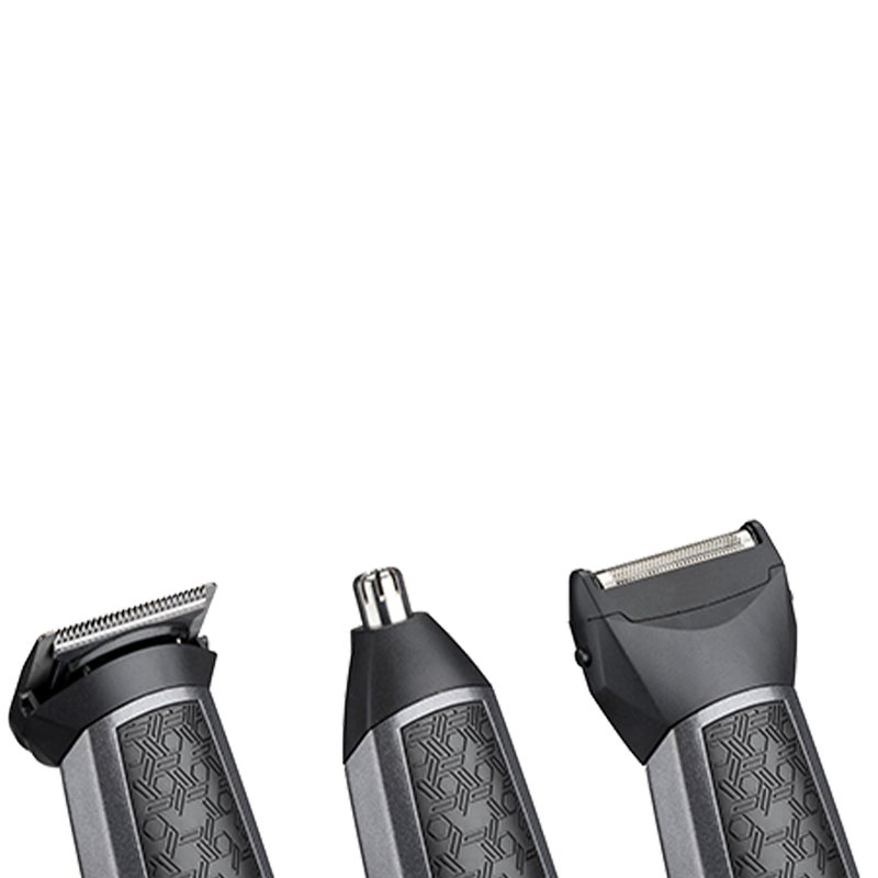 Carbon Titanium 10-In-1 Multi Trimmer For Men, 200 Grams Lightweight Design, High Power 60 Minutes Cordless Use, Attachments For Multiple Body Hair Trim And Washable Heads - MT727SDE, Black Grey/Black/White