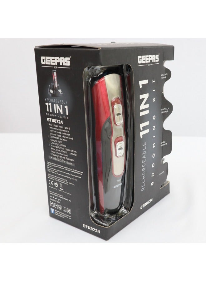 11-In-1 Rechargeable Grooming Kit Red/Silver/Black