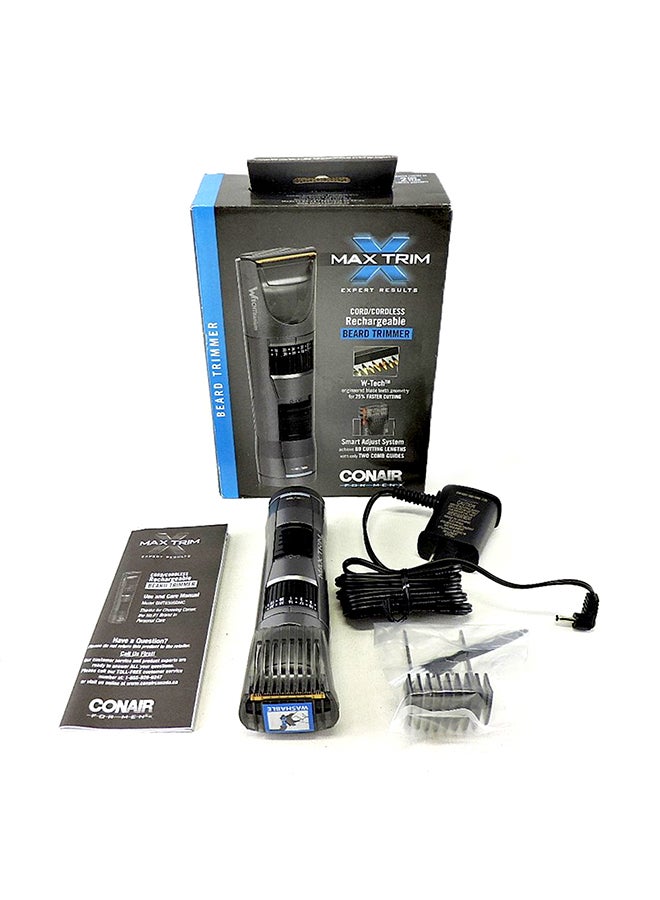 Max Trim Cord/Cordless Rechargeable Beard Trimmer Grey