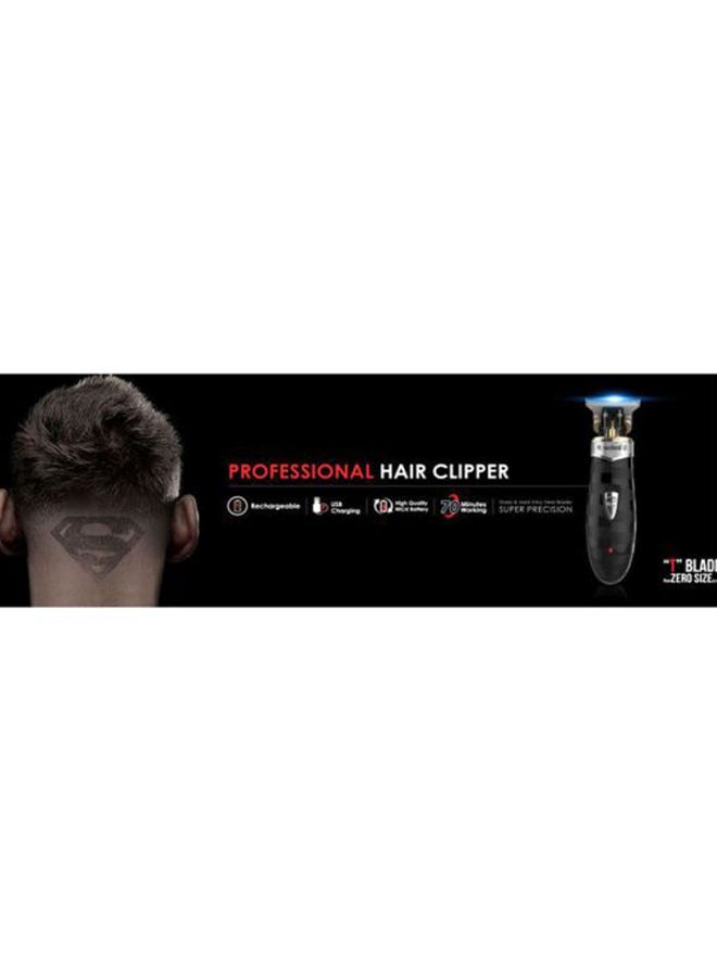 Professional Rechargeable Hair Clipper Black/Silver 25cm