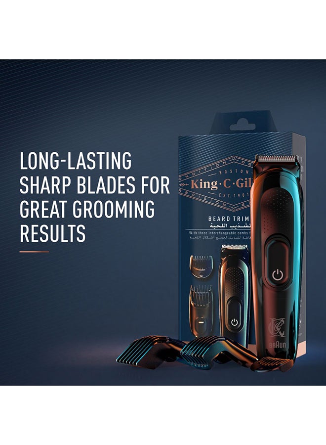 King C Beard Trimmer Kit With Lifetime Sharp Blades And 3 Interchangeable Combs