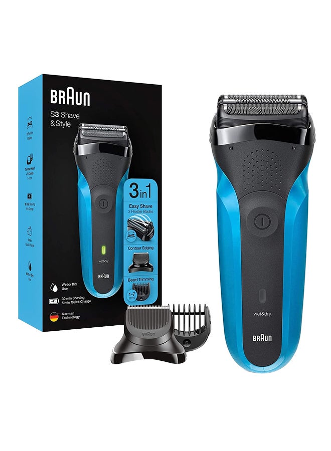 Series 3 Shave And Style 310BT, Wet and Dry Rechargeable Electric Shaver Black/Blue