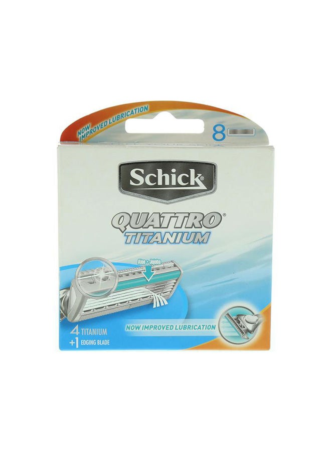 8 Piece Quattro Titanium Shaving Blades Silver