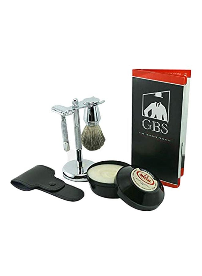 5-Piece Shaving Kit Silver/Black/Brown