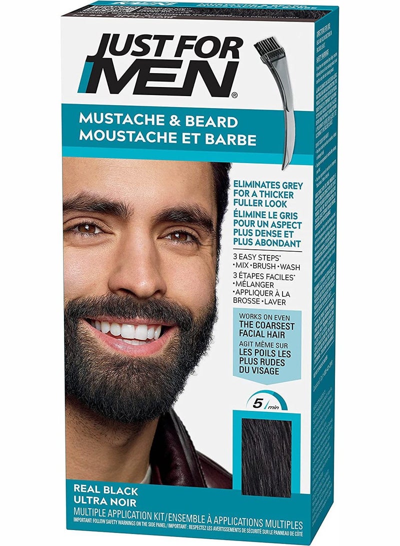 Mustache & Beard Brush-In Color Gel, Beard Coloring for Men, Reduces Grey, Real Black M-55