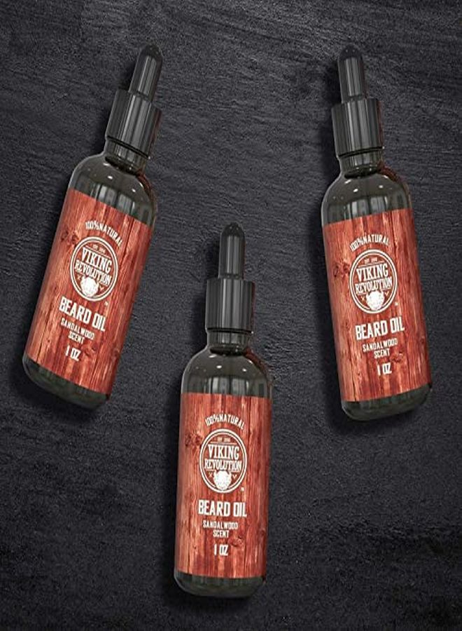 Oner - All Natural Sandalwood Scent With Argan & Jojoba Oils - Softens & Strengthens Beards And Mustaches For Men (Sandalwood, 3 Pack)