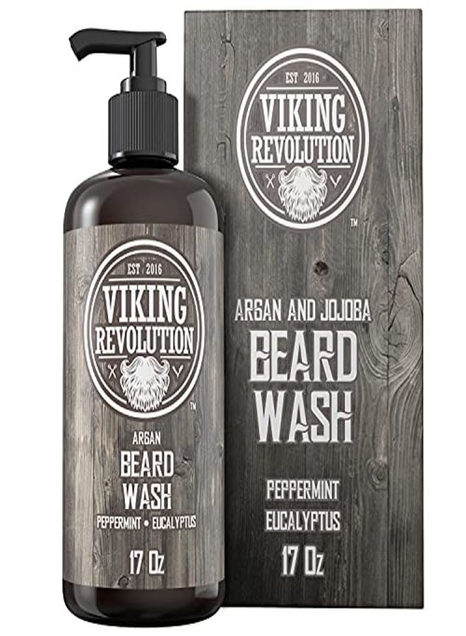 O W/Argan & Jojoba Oils - Softens & Strengthens - Natural Peppermint And Eucalyptus Scent - Beard Shampoo W/Beard Oil (17 Oz Shampoo)