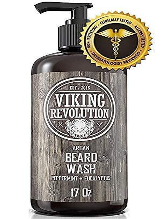 O W/Argan & Jojoba Oils - Softens & Strengthens - Natural Peppermint And Eucalyptus Scent - Beard Shampoo W/Beard Oil (17 Oz Shampoo)