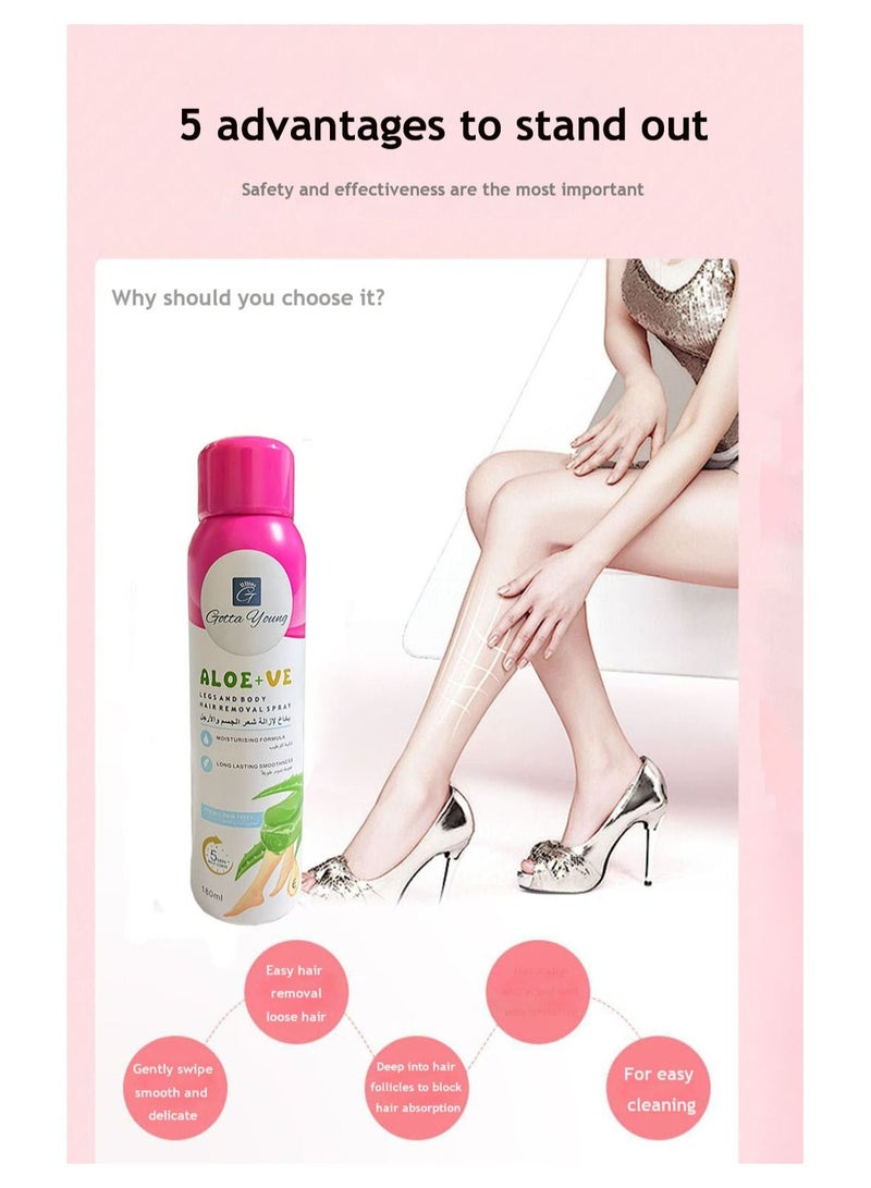 2 Bottles Aloe+VE Legs And Body Hair Removal Spray