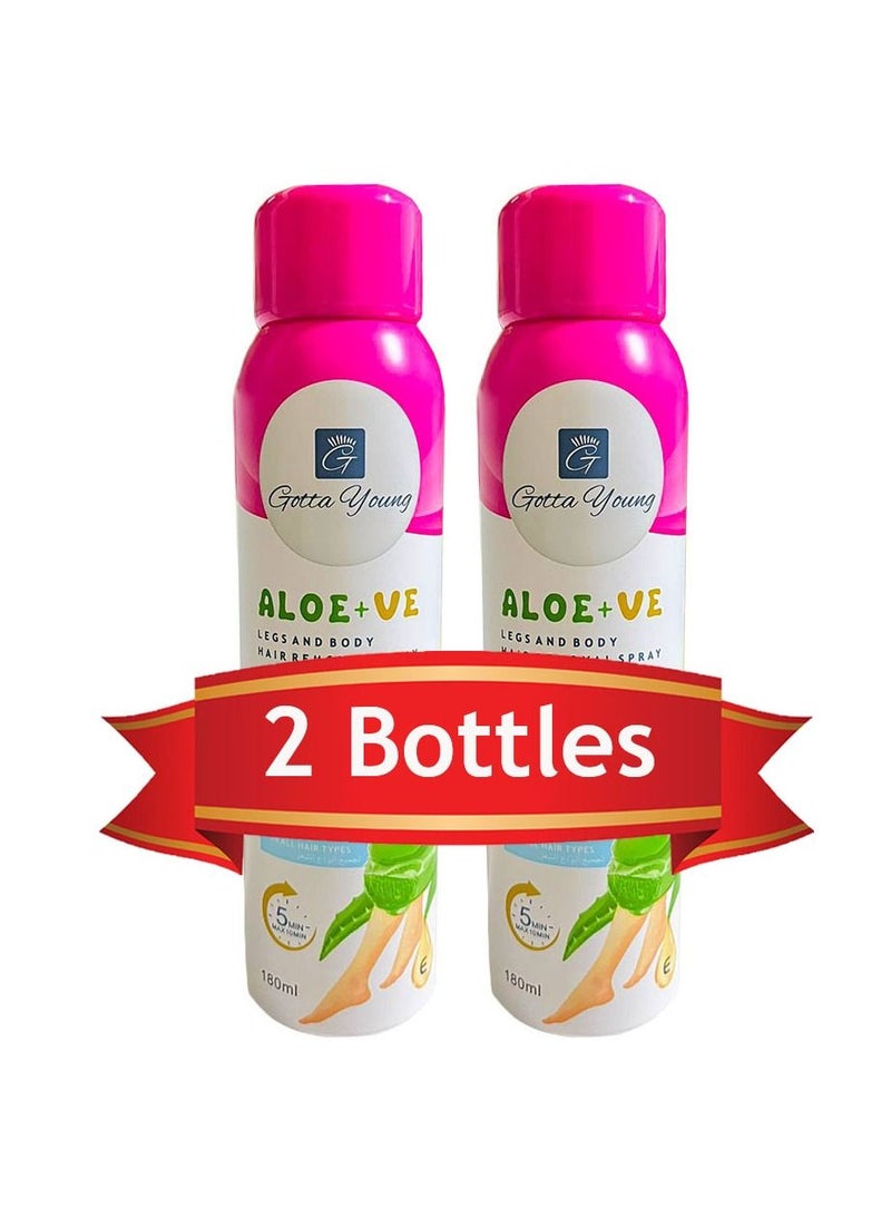 2 Bottles Aloe+VE Legs And Body Hair Removal Spray