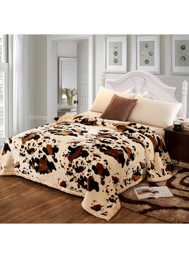 Double Thickened Soft Blanket Cotton Brown 180x220centimeter