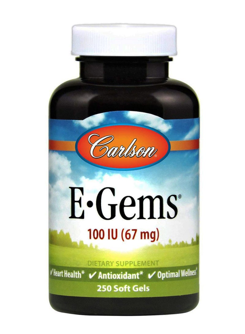 E-Gems Dietary Supplement - 250 Softgels 67 mg (100 IU)