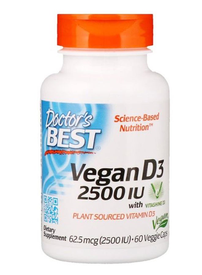 Vegan D3 2500 IU Plant Source Vitamin - 60 Veggie Capsules