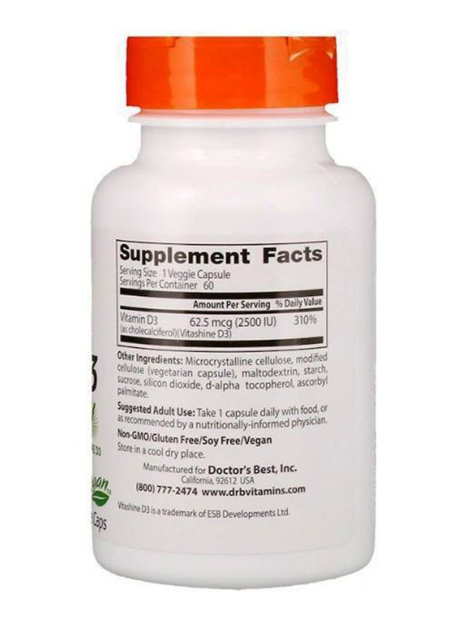 Vegan D3 2500 IU Plant Source Vitamin - 60 Veggie Capsules