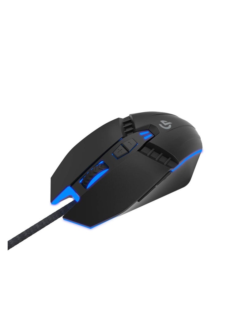 Gaming 7D Wired LED Mouse with 8000 DPI / 7 Light Effects / 30 IPS Tracking Speed / 1.5m Braided USB Cable / Wired Gaming Mouse - Black