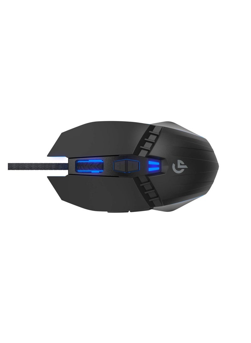 Gaming 7D Wired LED Mouse with 8000 DPI / 7 Light Effects / 30 IPS Tracking Speed / 1.5m Braided USB Cable / Wired Gaming Mouse - Black