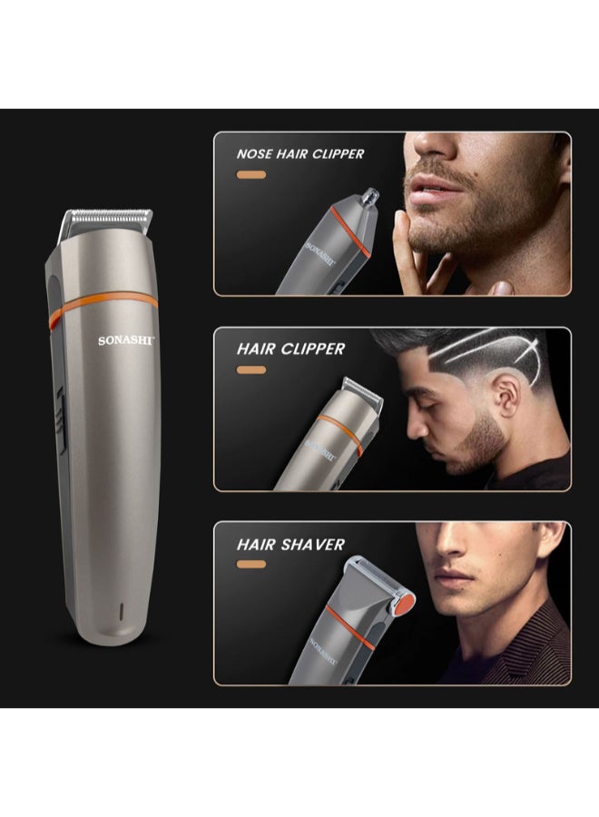 7in1 Rechargeable Hair Clipper  For HairBeardNoseEarBody  HighCapacity Battery And Fast Charging  Cordless and TravelFriendly Clipper  Power of 1000mA  SHC-1014U Metallic Grey 550grams