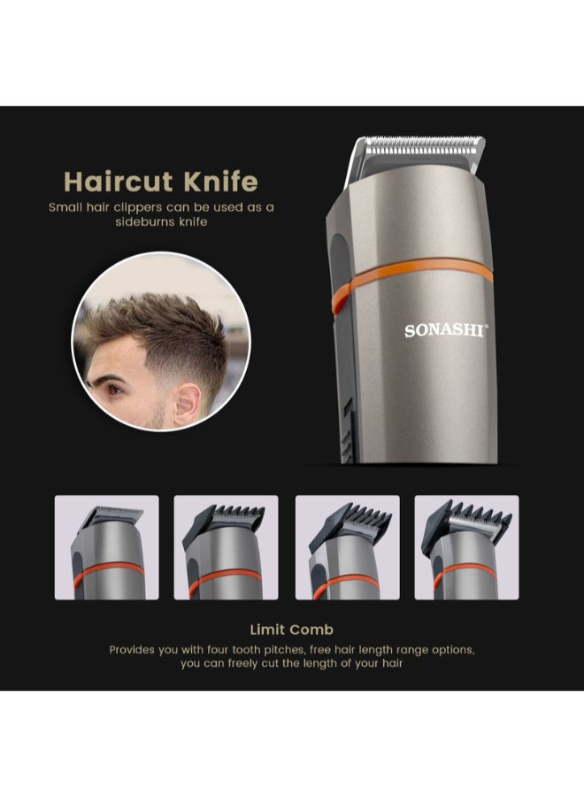 7in1 Rechargeable Hair Clipper  For HairBeardNoseEarBody  HighCapacity Battery And Fast Charging  Cordless and TravelFriendly Clipper  Power of 1000mA  SHC-1014U Metallic Grey 550grams