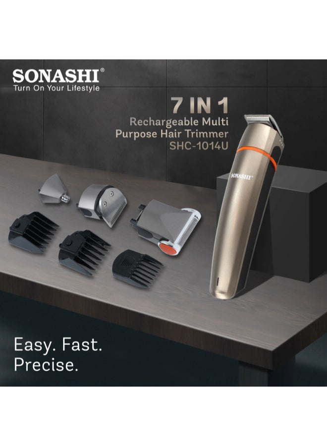 7in1 Rechargeable Hair Clipper  For HairBeardNoseEarBody  HighCapacity Battery And Fast Charging  Cordless and TravelFriendly Clipper  Power of 1000mA  SHC-1014U Metallic Grey 550grams