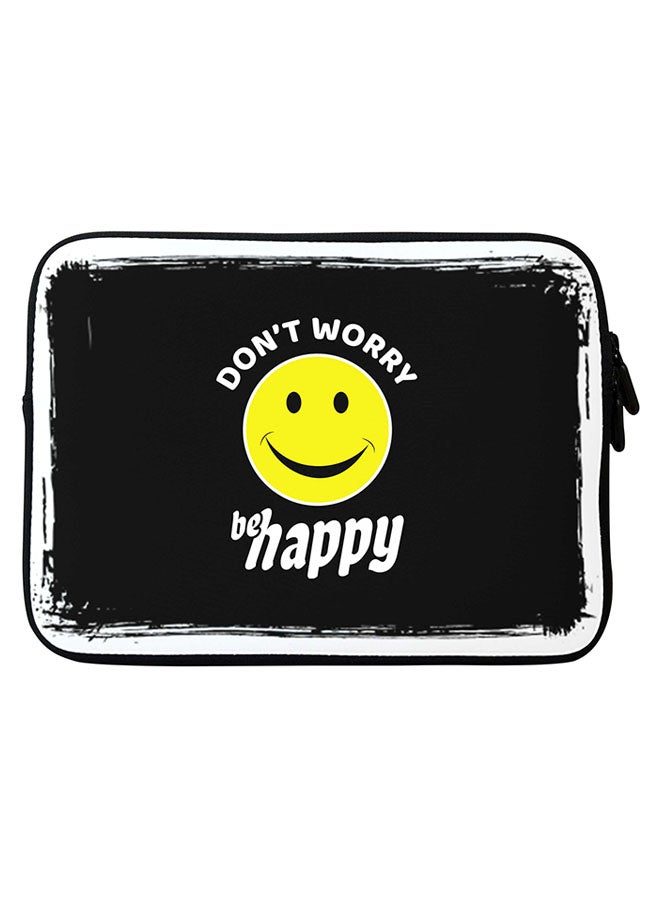 Don't Worry Be Happy Printed Sleeve For Apple MacBook 11/12-Inch Black/White/Yellow