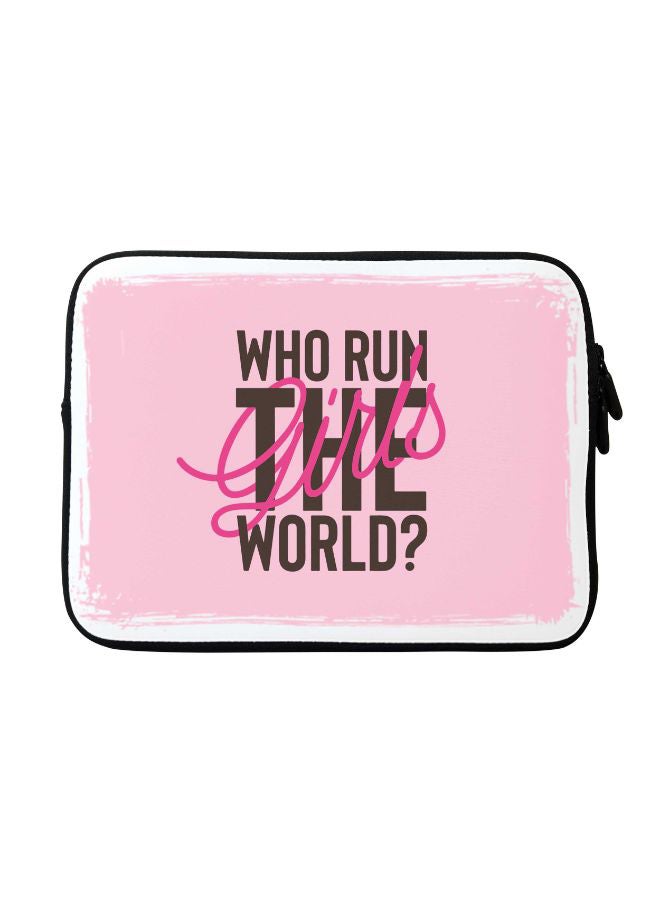 Who Run The World Printed Carrying Sleeve With Strap For Apple MacBook 15 inch Pink/Black/White