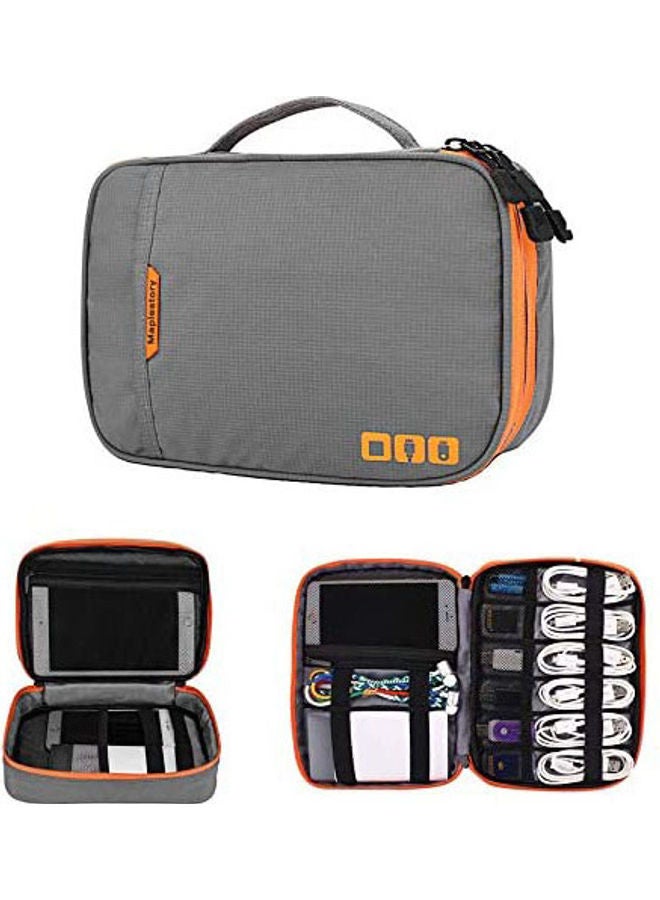 Double Layer Electronic Accessories Travel Carry Bag Grey