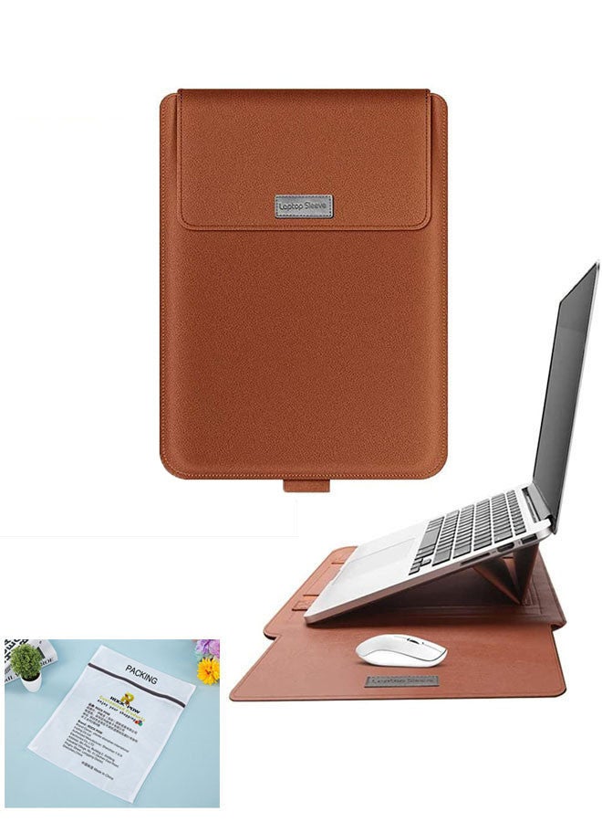 Laptop Bag /Sleeve Case (13/14-Inches) Compatible With 3in1 (Laptop Stand,Mouse pad) MacBook Pro Notebook Brown