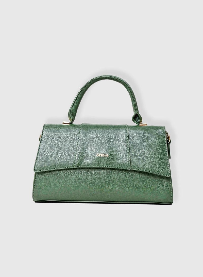 Solana Hourglass Top Handle Mini Bag for Women -Green
