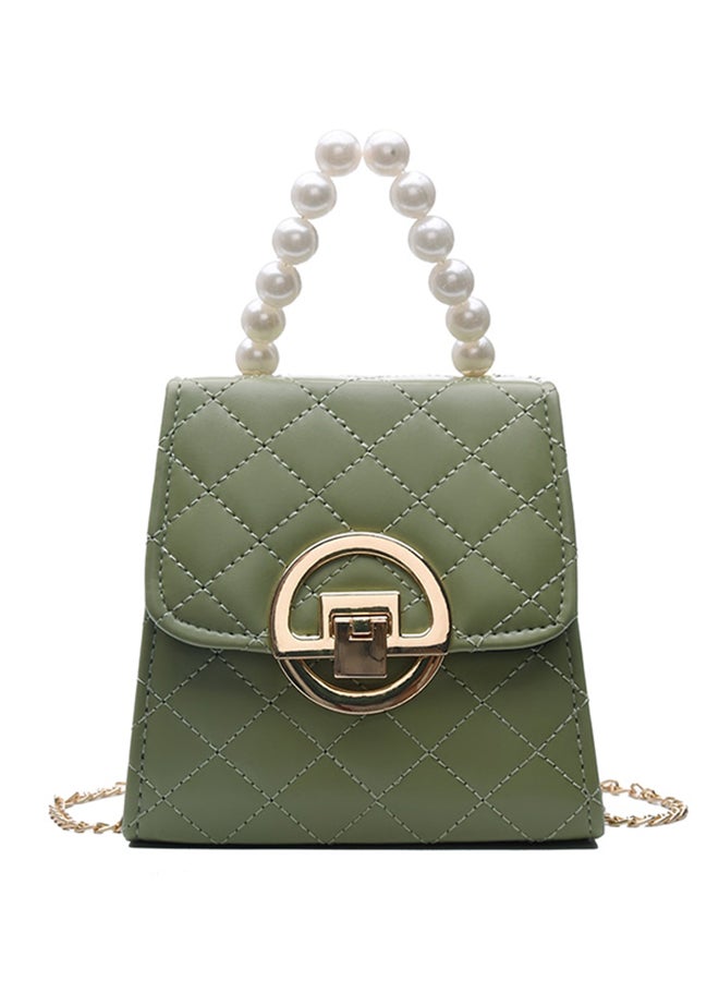Versatile Vintage Pearl Decor Solid Color Stylish Bag Green