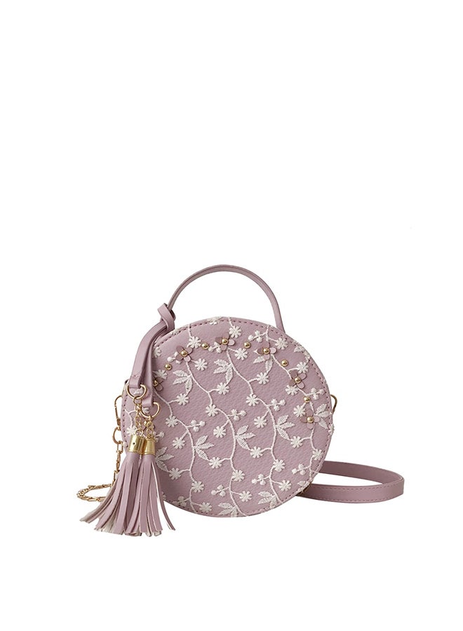 Elegant Tassel Decor Lace Embroidery Bag Purple