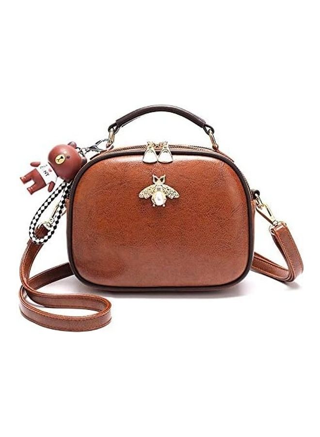 Faux Leather Crossbody Bag Brown
