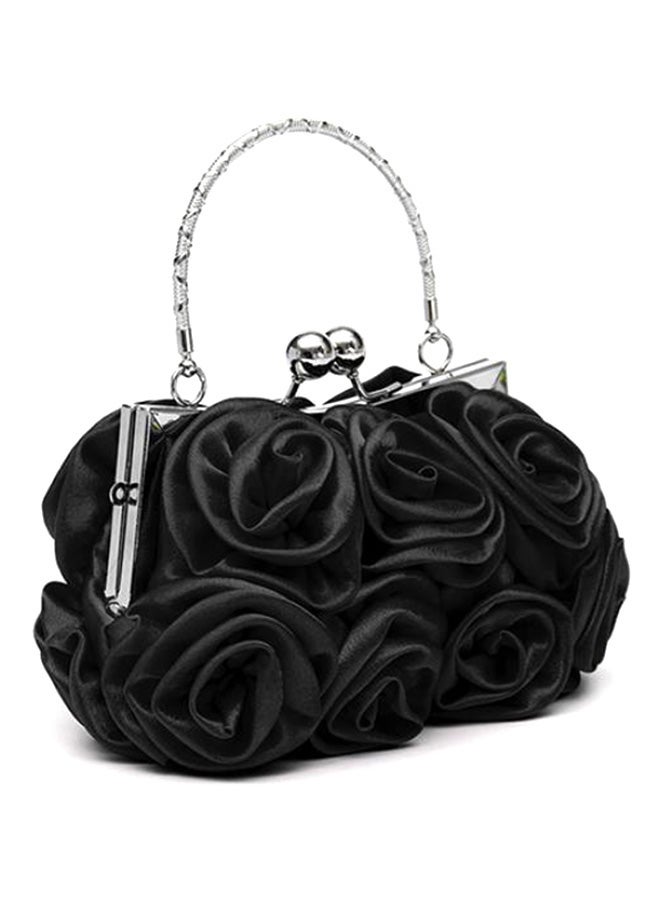Rose Flower Pattern Clutch Black