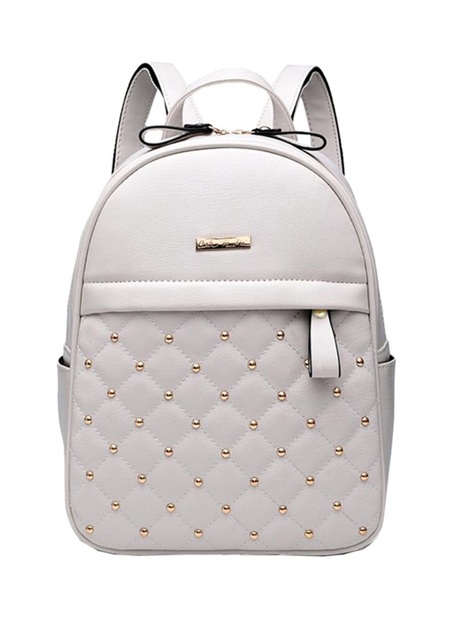 Rivet Check Backpack Beige