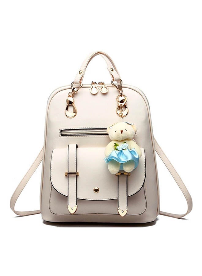 Bear Pendant Backpack Beige