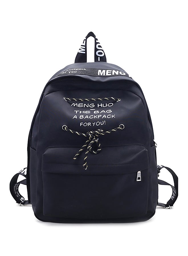 Preppy Style Zipper Travel Backpack Black