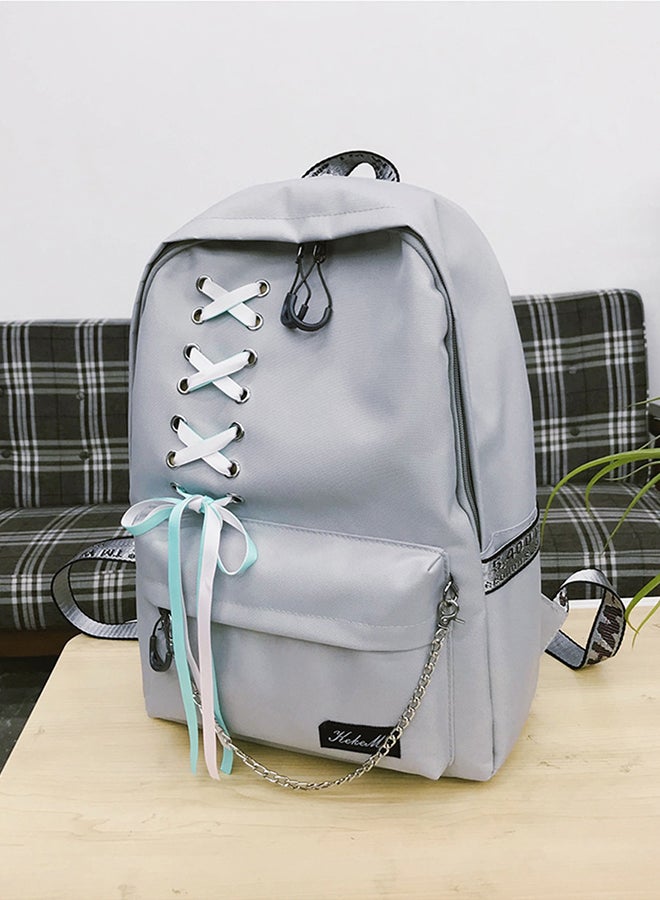 Durable Lacing Zippered Backpack Grey