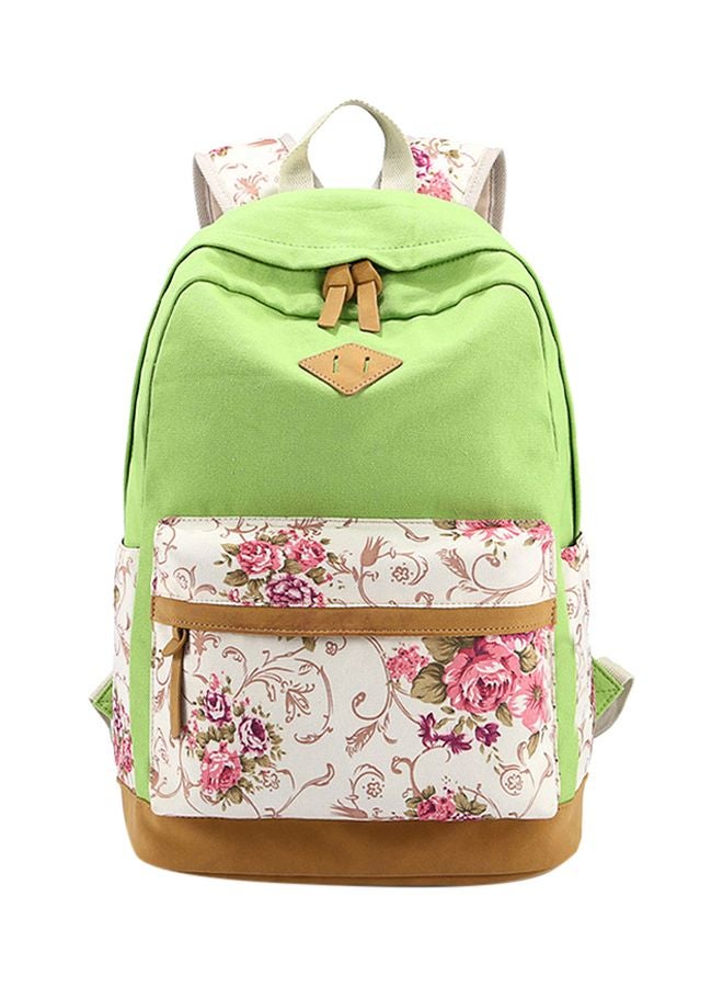 Flowers Pattern Preppy Trendy Backpack Green